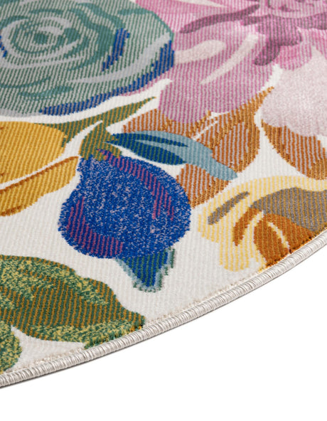 Ivory 4' x 6' Blossom Oval Area Rug 100% Polypropylene With Cotton Backing Easy Clean Colorful Blooming Blossoming Flower Floral Plant Carpet for Living Dining Room Office Dorms for Sale at Rug Engine