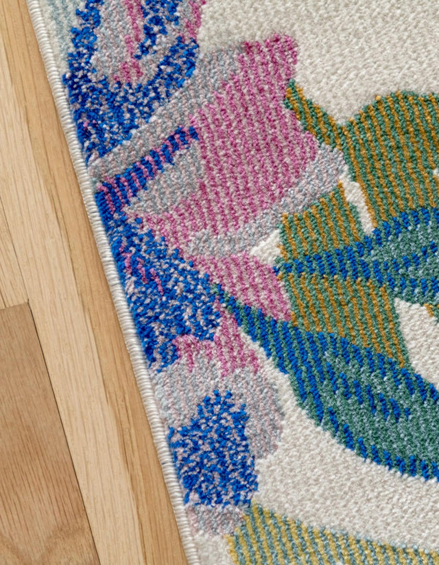 Ivory 2' x 8' Blossom Runner Area Rug 100% Polypropylene With Cotton Backing Easy Clean Colorful Blooming Blossoming Flower Floral Plant Carpet for Living Dining Room Office Dorms for Sale at Rug Engine