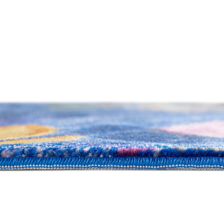 Blue 5' 3 x 7' 10 Blossom Rectangle Area Rug 100% Polypropylene With Cotton Backing Easy Clean Colorful Blooming Blossoming Flower Floral Plant Carpet for Living Dining Room Office Dorms for Sale at Rug Engine