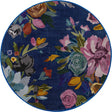 Blue 3' 3 x 3' 3 Blossom Round Area Rug 100% Polypropylene With Cotton Backing Easy Clean Colorful Blooming Blossoming Flower Floral Plant Carpet for Living Dining Room Office Dorms for Sale at Rug Engine