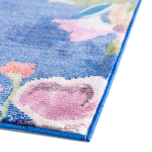 Blue 10' x 10' Blossom Square Area Rug 100% Polypropylene With Cotton Backing Easy Clean Colorful Blooming Blossoming Flower Floral Plant Carpet for Living Dining Room Office Dorms for Sale at Rug Engine