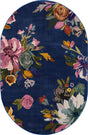 Blue 4' x 6' Blossom Oval Area Rug 100% Polypropylene With Cotton Backing Easy Clean Colorful Blooming Blossoming Flower Floral Plant Carpet for Living Dining Room Office Dorms for Sale at Rug Engine