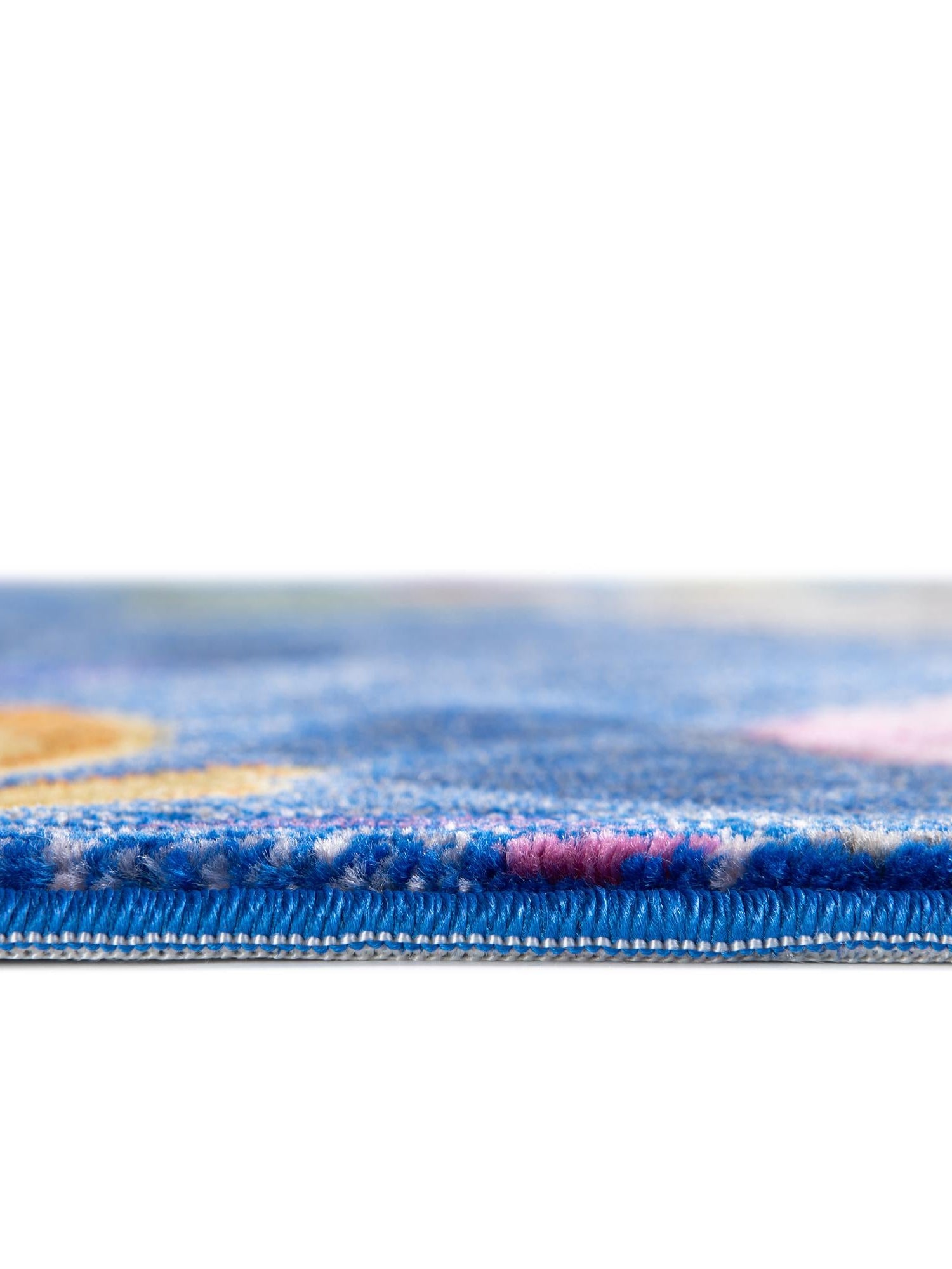 Blue 7' 10 x 10' Blossom Oval Area Rug 100% Polypropylene With Cotton Backing Easy Clean Colorful Blooming Blossoming Flower Floral Plant Carpet for Living Dining Room Office Dorms for Sale at Rug Engine