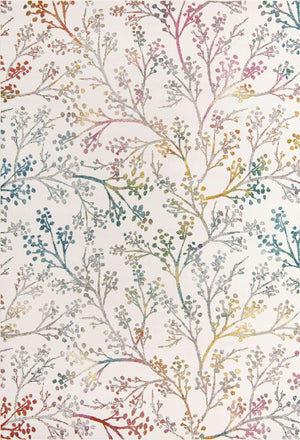Ivory 10' x 14' Blossom Rectangle Area Rug 100% Polypropylene With Cotton Backing Easy Clean Colorful Blooming Blossoming Flower Floral Plant Carpet for Living Dining Room Office Dorms for Sale at Rug Engine