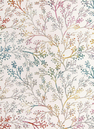Ivory 9' x 12' Blossom Rectangle Area Rug 100% Polypropylene With Cotton Backing Easy Clean Colorful Blooming Blossoming Flower Floral Plant Carpet for Living Dining Room Office Dorms for Sale at Rug Engine