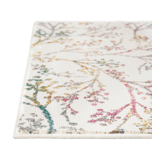 Ivory 9' x 12' Blossom Rectangle Area Rug 100% Polypropylene With Cotton Backing Easy Clean Colorful Blooming Blossoming Flower Floral Plant Carpet for Living Dining Room Office Dorms for Sale at Rug Engine