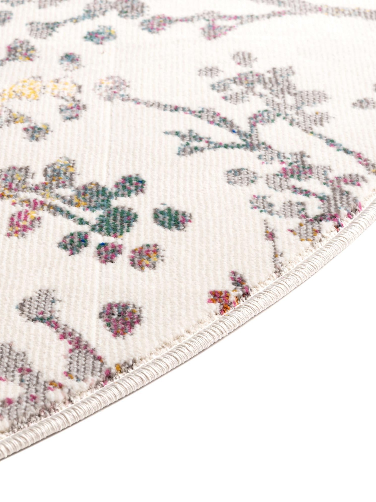 Ivory 7' 10 x 7' 10 Blossom Round Area Rug 100% Polypropylene With Cotton Backing Easy Clean Colorful Blooming Blossoming Flower Floral Plant Carpet for Living Dining Room Office Dorms for Sale at Rug Engine