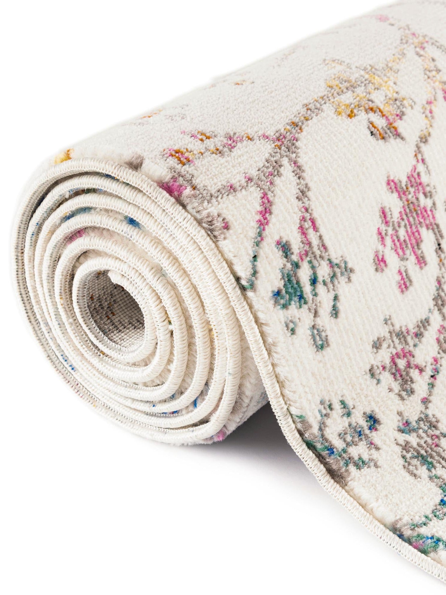 Ivory 5' 3 x 5' 3 Blossom Square Area Rug 100% Polypropylene With Cotton Backing Easy Clean Colorful Blooming Blossoming Flower Floral Plant Carpet for Living Dining Room Office Dorms for Sale at Rug Engine