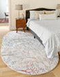Ivory 7' 10 x 10' Blossom Oval Area Rug 100% Polypropylene With Cotton Backing Easy Clean Colorful Blooming Blossoming Flower Floral Plant Carpet for Living Dining Room Office Dorms for Sale at Rug Engine