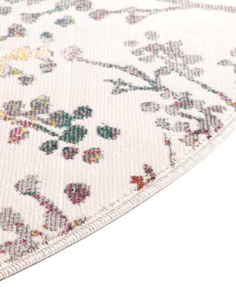 Ivory 7' 10 x 10' Blossom Oval Area Rug 100% Polypropylene With Cotton Backing Easy Clean Colorful Blooming Blossoming Flower Floral Plant Carpet for Living Dining Room Office Dorms for Sale at Rug Engine