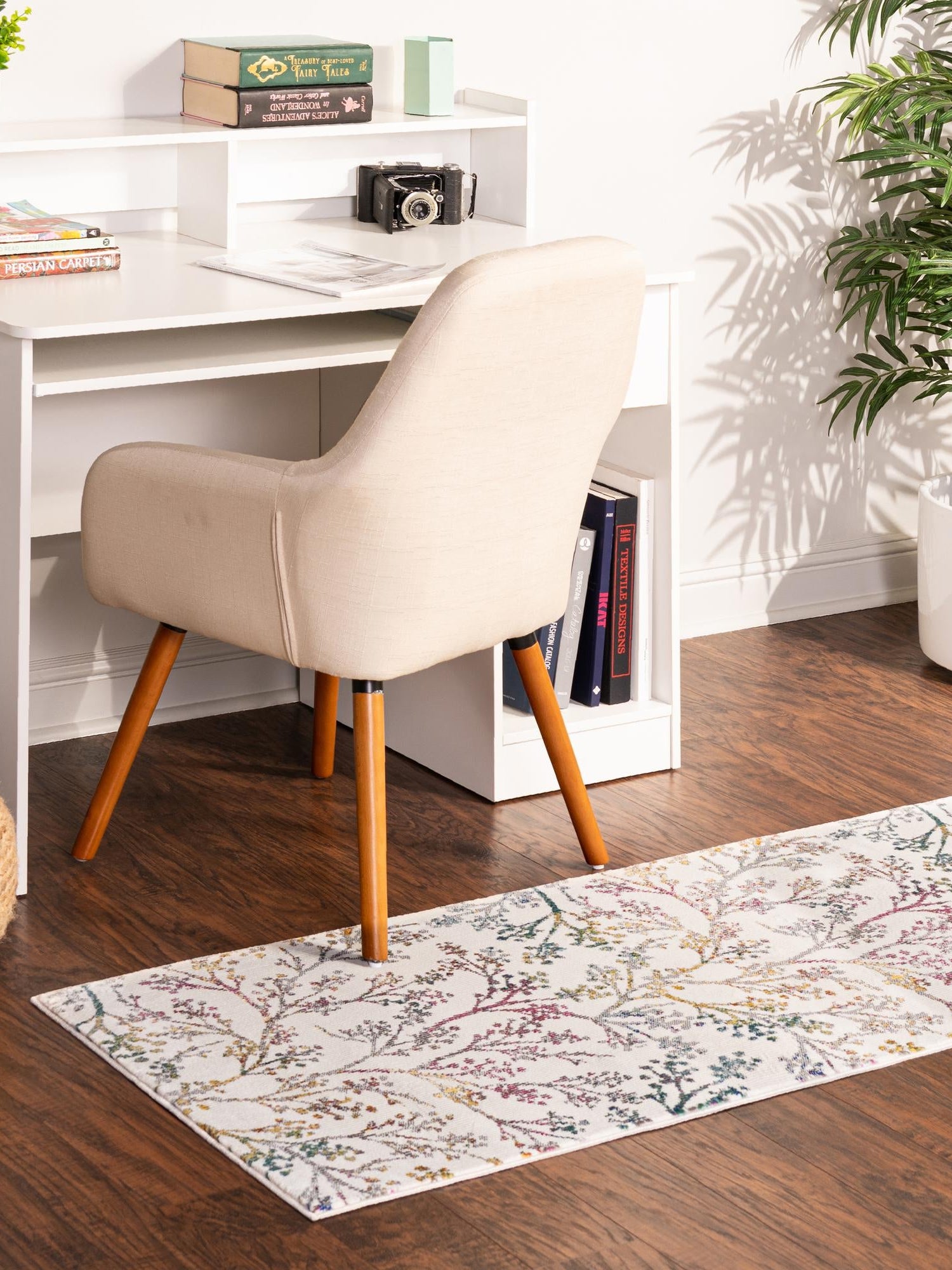 Ivory 2' 7 x 19' 8 Blossom Runner Area Rug 100% Polypropylene With Cotton Backing Easy Clean Colorful Blooming Blossoming Flower Floral Plant Carpet for Living Dining Room Office Dorms for Sale at Rug Engine