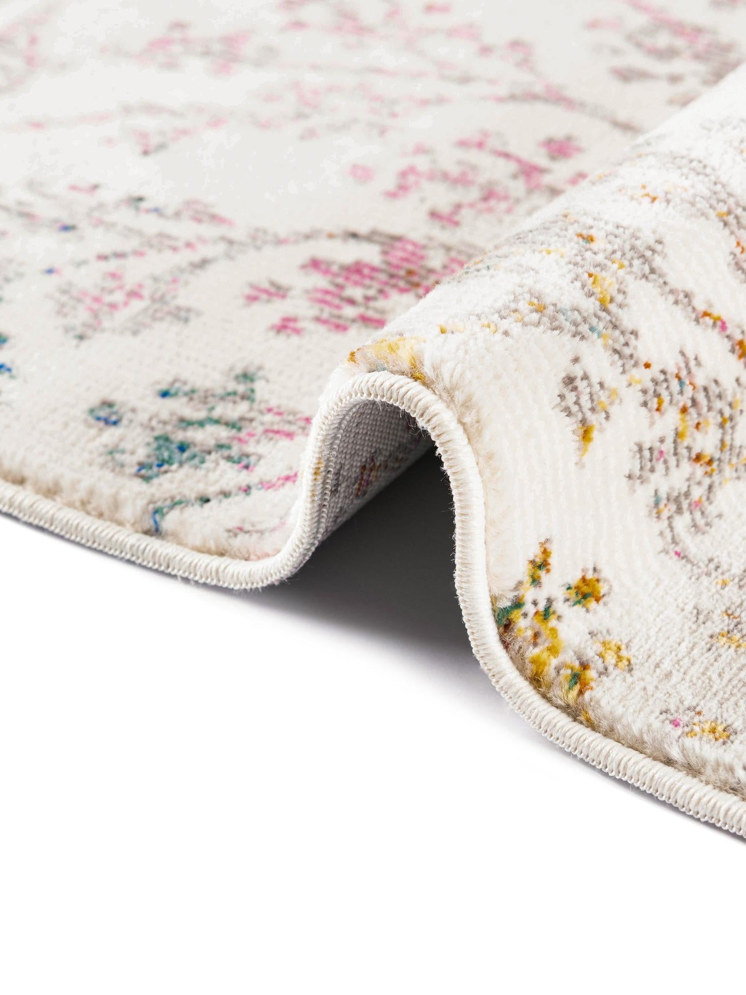 Ivory 2' 7 x 19' 8 Blossom Runner Area Rug 100% Polypropylene With Cotton Backing Easy Clean Colorful Blooming Blossoming Flower Floral Plant Carpet for Living Dining Room Office Dorms for Sale at Rug Engine