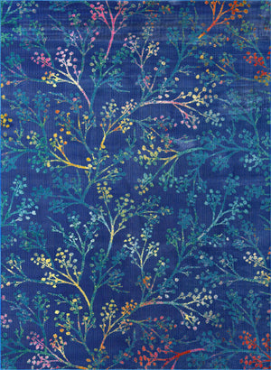 Blue 9' x 12' Blossom Rectangle Area Rug 100% Polypropylene With Cotton Backing Easy Clean Colorful Blooming Blossoming Flower Floral Plant Carpet for Living Dining Room Office Dorms for Sale at Rug Engine