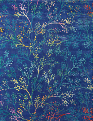 Blue 7' 10 x 10' Blossom Rectangle Area Rug 100% Polypropylene With Cotton Backing Easy Clean Colorful Blooming Blossoming Flower Floral Plant Carpet for Living Dining Room Office Dorms for Sale at Rug Engine