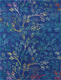 Blue 7' 10 x 10' Blossom Rectangle Area Rug 100% Polypropylene With Cotton Backing Easy Clean Colorful Blooming Blossoming Flower Floral Plant Carpet for Living Dining Room Office Dorms for Sale at Rug Engine