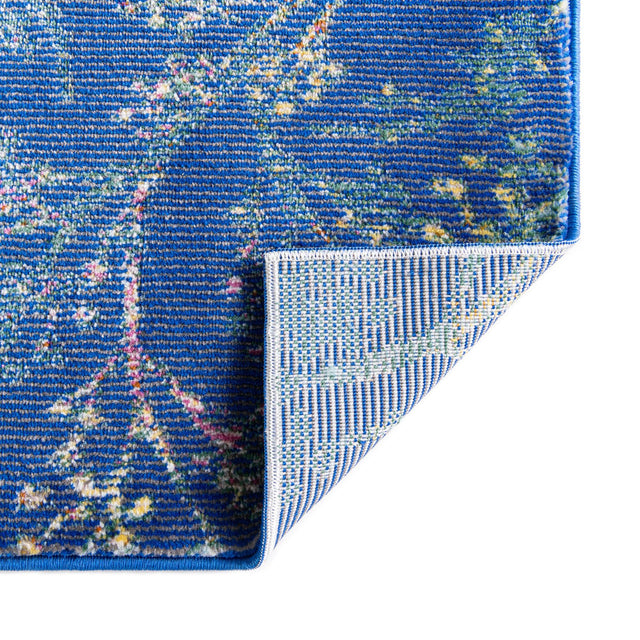 Blue 9' x 12' Blossom Rectangle Area Rug 100% Polypropylene With Cotton Backing Easy Clean Colorful Blooming Blossoming Flower Floral Plant Carpet for Living Dining Room Office Dorms for Sale at Rug Engine