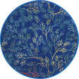 Blue 3' 3 x 3' 3 Blossom Round Area Rug 100% Polypropylene With Cotton Backing Easy Clean Colorful Blooming Blossoming Flower Floral Plant Carpet for Living Dining Room Office Dorms for Sale at Rug Engine