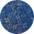 Blue 5' 3 x 5' 3 Blossom Round Area Rug 100% Polypropylene With Cotton Backing Easy Clean Colorful Blooming Blossoming Flower Floral Plant Carpet for Living Dining Room Office Dorms for Sale at Rug Engine