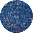 Blue 7' x 7' Blossom Round Area Rug 100% Polypropylene With Cotton Backing Easy Clean Colorful Blooming Blossoming Flower Floral Plant Carpet for Living Dining Room Office Dorms for Sale at Rug Engine