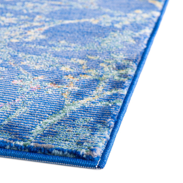 Blue 10' x 10' Blossom Square Area Rug 100% Polypropylene With Cotton Backing Easy Clean Colorful Blooming Blossoming Flower Floral Plant Carpet for Living Dining Room Office Dorms for Sale at Rug Engine