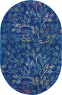 Blue 4' x 6' Blossom Oval Area Rug 100% Polypropylene With Cotton Backing Easy Clean Colorful Blooming Blossoming Flower Floral Plant Carpet for Living Dining Room Office Dorms for Sale at Rug Engine