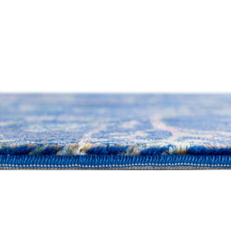 Blue 4' x 6' Blossom Oval Area Rug 100% Polypropylene With Cotton Backing Easy Clean Colorful Blooming Blossoming Flower Floral Plant Carpet for Living Dining Room Office Dorms for Sale at Rug Engine