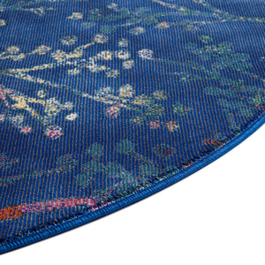 Blue 5' 3 x 7' 10 Blossom Oval Area Rug 100% Polypropylene With Cotton Backing Easy Clean Colorful Blooming Blossoming Flower Floral Plant Carpet for Living Dining Room Office Dorms for Sale at Rug Engine