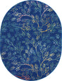 Blue 7' 10 x 10' Blossom Oval Area Rug 100% Polypropylene With Cotton Backing Easy Clean Colorful Blooming Blossoming Flower Floral Plant Carpet for Living Dining Room Office Dorms for Sale at Rug Engine