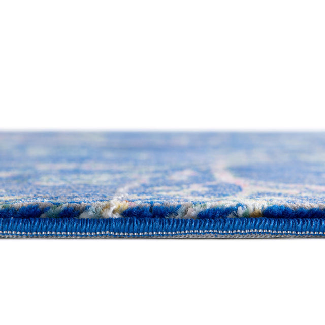 Blue 6' x 6' Blossom Octagon Area Rug 100% Polypropylene With Cotton Backing Easy Clean Colorful Blooming Blossoming Flower Floral Plant Carpet for Living Dining Room Office Dorms for Sale at Rug Engine