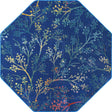Blue 6' x 6' Blossom Octagon Area Rug 100% Polypropylene With Cotton Backing Easy Clean Colorful Blooming Blossoming Flower Floral Plant Carpet for Living Dining Room Office Dorms for Sale at Rug Engine