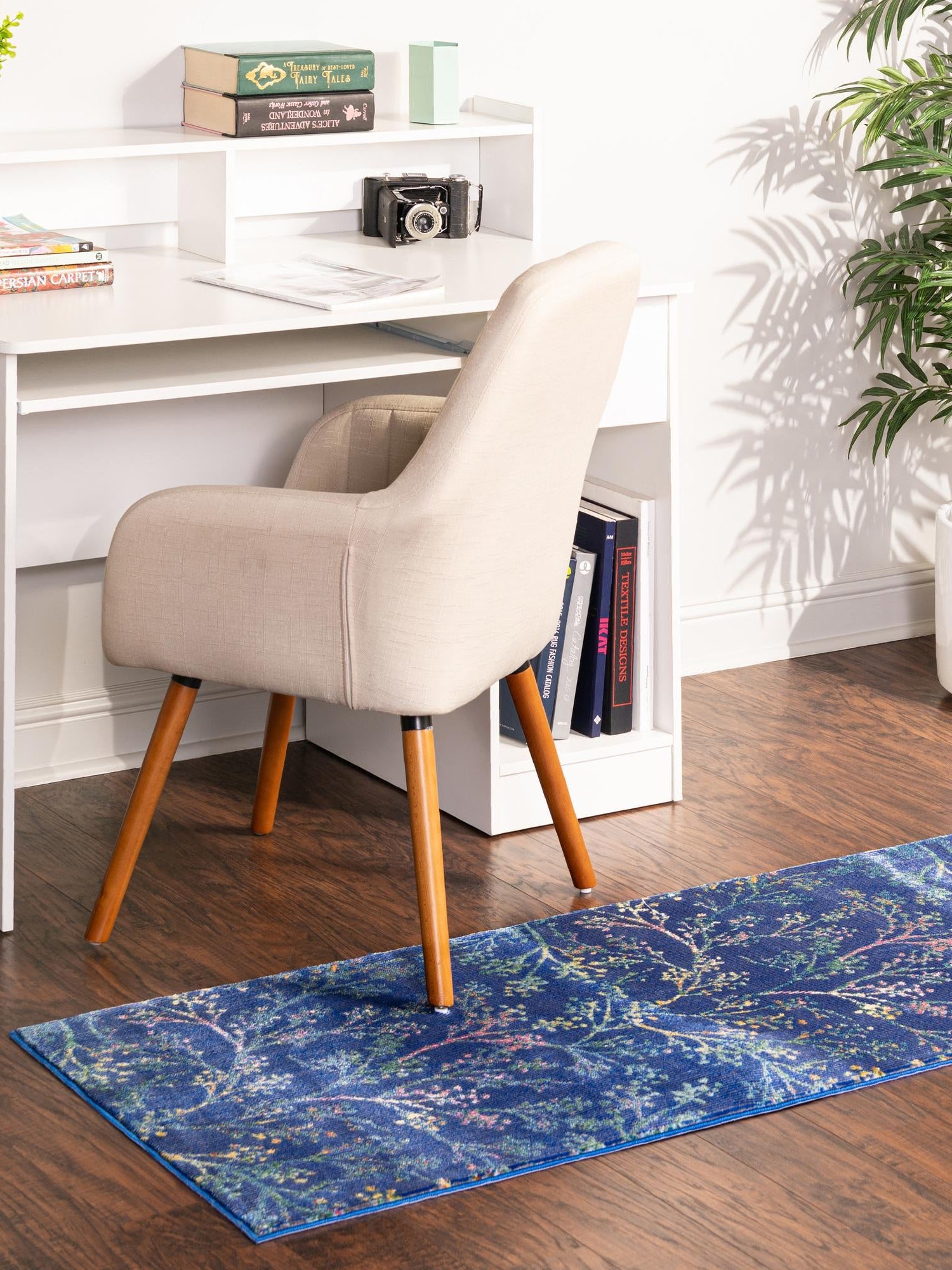 Blue 2' x 8' Blossom Runner Area Rug 100% Polypropylene With Cotton Backing Easy Clean Colorful Blooming Blossoming Flower Floral Plant Carpet for Living Dining Room Office Dorms for Sale at Rug Engine