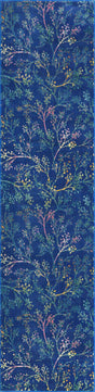 Blue 2' x 8' Blossom Runner Area Rug 100% Polypropylene With Cotton Backing Easy Clean Colorful Blooming Blossoming Flower Floral Plant Carpet for Living Dining Room Office Dorms for Sale at Rug Engine