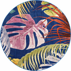 Multicolor 7' x 7' Blossom Round Area Rug 100% Polypropylene With Cotton Backing Easy Clean Colorful Blooming Blossoming Flower Floral Plant Carpet for Living Dining Room Office Dorms for Sale at Rug Engine