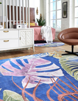 Multicolor 10' x 10' Blossom Square Area Rug 100% Polypropylene With Cotton Backing Easy Clean Colorful Blooming Blossoming Flower Floral Plant Carpet for Living Dining Room Office Dorms for Sale at Rug Engine
