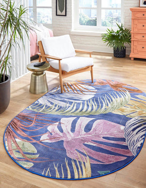 Multicolor 5' 3 x 7' 10 Blossom Oval Area Rug 100% Polypropylene With Cotton Backing Easy Clean Colorful Blooming Blossoming Flower Floral Plant Carpet for Living Dining Room Office Dorms for Sale at Rug Engine