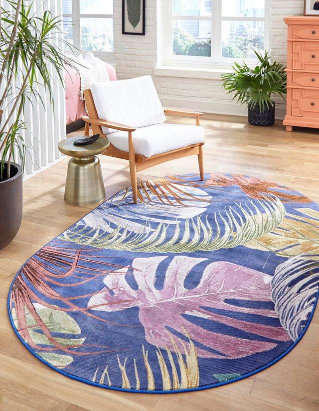 Multicolor 5' 3 x 7' 10 Blossom Oval Area Rug 100% Polypropylene With Cotton Backing Easy Clean Colorful Blooming Blossoming Flower Floral Plant Carpet for Living Dining Room Office Dorms for Sale at Rug Engine