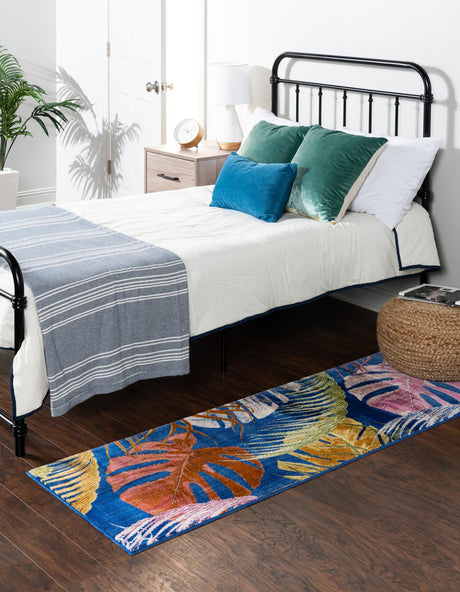 Multicolor 2' 7 x 12' Blossom Runner Area Rug 100% Polypropylene With Cotton Backing Easy Clean Colorful Blooming Blossoming Flower Floral Plant Carpet for Living Dining Room Office Dorms for Sale at Rug Engine