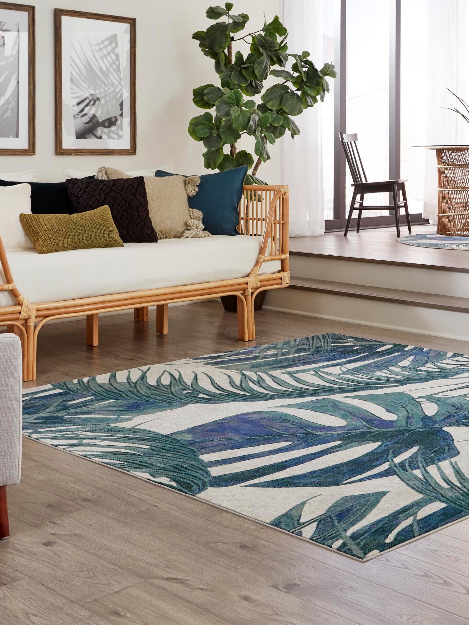 Ivory 7' 10 x 7' 10 Blossom Square Area Rug 100% Polypropylene With Cotton Backing Easy Clean Colorful Blooming Blossoming Flower Floral Plant Carpet for Living Dining Room Office Dorms for Sale at Rug Engine