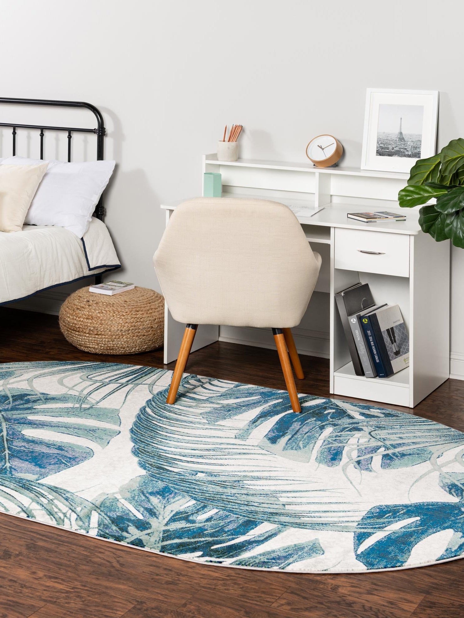 Ivory 5' 3 x 7' 10 Blossom Oval Area Rug 100% Polypropylene With Cotton Backing Easy Clean Colorful Blooming Blossoming Flower Floral Plant Carpet for Living Dining Room Office Dorms for Sale at Rug Engine