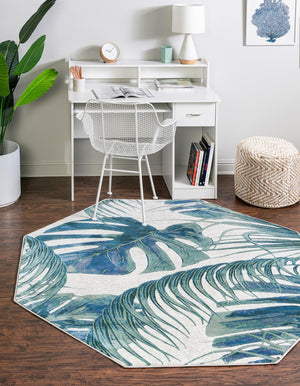 Ivory 6' x 6' Blossom Octagon Area Rug 100% Polypropylene With Cotton Backing Easy Clean Colorful Blooming Blossoming Flower Floral Plant Carpet for Living Dining Room Office Dorms for Sale at Rug Engine