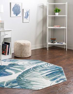 Ivory 6' x 6' Blossom Octagon Area Rug 100% Polypropylene With Cotton Backing Easy Clean Colorful Blooming Blossoming Flower Floral Plant Carpet for Living Dining Room Office Dorms for Sale at Rug Engine