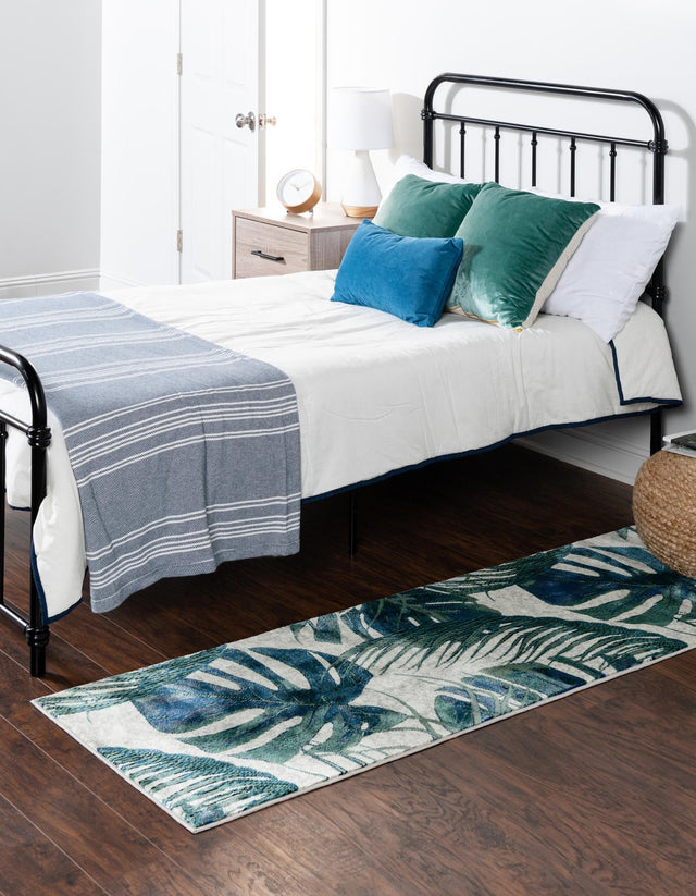 Ivory 2' x 6' Blossom Runner Area Rug 100% Polypropylene With Cotton Backing Easy Clean Colorful Blooming Blossoming Flower Floral Plant Carpet for Living Dining Room Office Dorms for Sale at Rug Engine