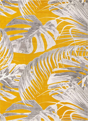 Yellow 9' x 12' Blossom Rectangle Area Rug 100% Polypropylene With Cotton Backing Easy Clean Colorful Blooming Blossoming Flower Floral Plant Carpet for Living Dining Room Office Dorms for Sale at Rug Engine