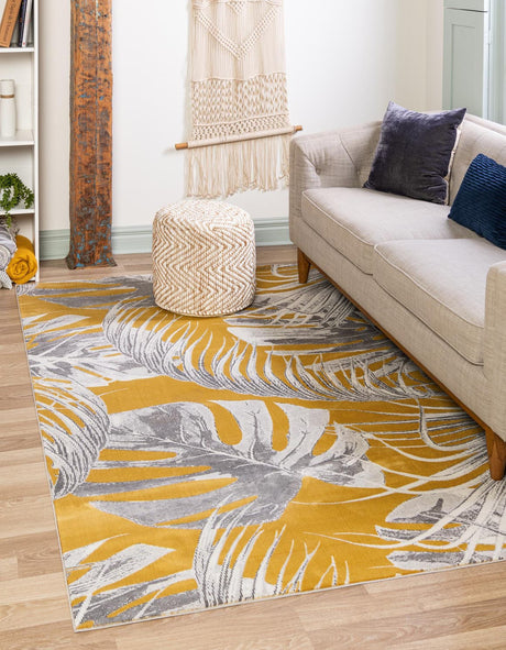 Yellow 2' x 3' Blossom Rectangle Area Rug 100% Polypropylene With Cotton Backing Easy Clean Colorful Blooming Blossoming Flower Floral Plant Carpet for Living Dining Room Office Dorms for Sale at Rug Engine