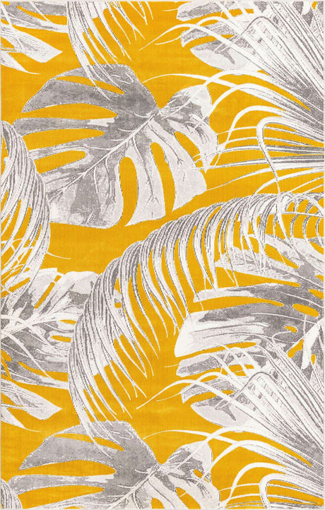 Yellow 5' 3 x 7' 10 Blossom Rectangle Area Rug 100% Polypropylene With Cotton Backing Easy Clean Colorful Blooming Blossoming Flower Floral Plant Carpet for Living Dining Room Office Dorms for Sale at Rug Engine