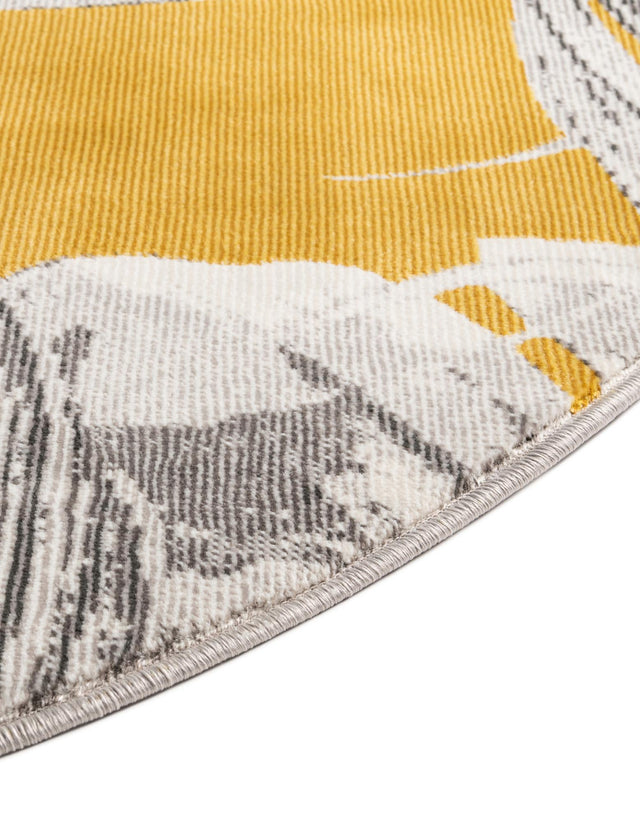 Yellow 10' x 10' Blossom Round Area Rug 100% Polypropylene With Cotton Backing Easy Clean Colorful Blooming Blossoming Flower Floral Plant Carpet for Living Dining Room Office Dorms for Sale at Rug Engine