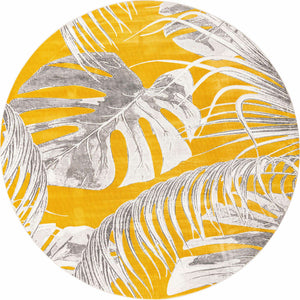 Yellow 10' x 10' Blossom Round Area Rug 100% Polypropylene With Cotton Backing Easy Clean Colorful Blooming Blossoming Flower Floral Plant Carpet for Living Dining Room Office Dorms for Sale at Rug Engine