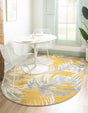 Yellow 7' 10 x 10' Blossom Oval Area Rug 100% Polypropylene With Cotton Backing Easy Clean Colorful Blooming Blossoming Flower Floral Plant Carpet for Living Dining Room Office Dorms for Sale at Rug Engine