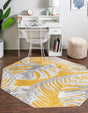 Yellow 6' x 6' Blossom Octagon Area Rug 100% Polypropylene With Cotton Backing Easy Clean Colorful Blooming Blossoming Flower Floral Plant Carpet for Living Dining Room Office Dorms for Sale at Rug Engine