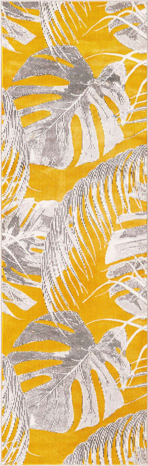 Yellow 2' x 6' Blossom Runner Area Rug 100% Polypropylene With Cotton Backing Easy Clean Colorful Blooming Blossoming Flower Floral Plant Carpet for Living Dining Room Office Dorms for Sale at Rug Engine